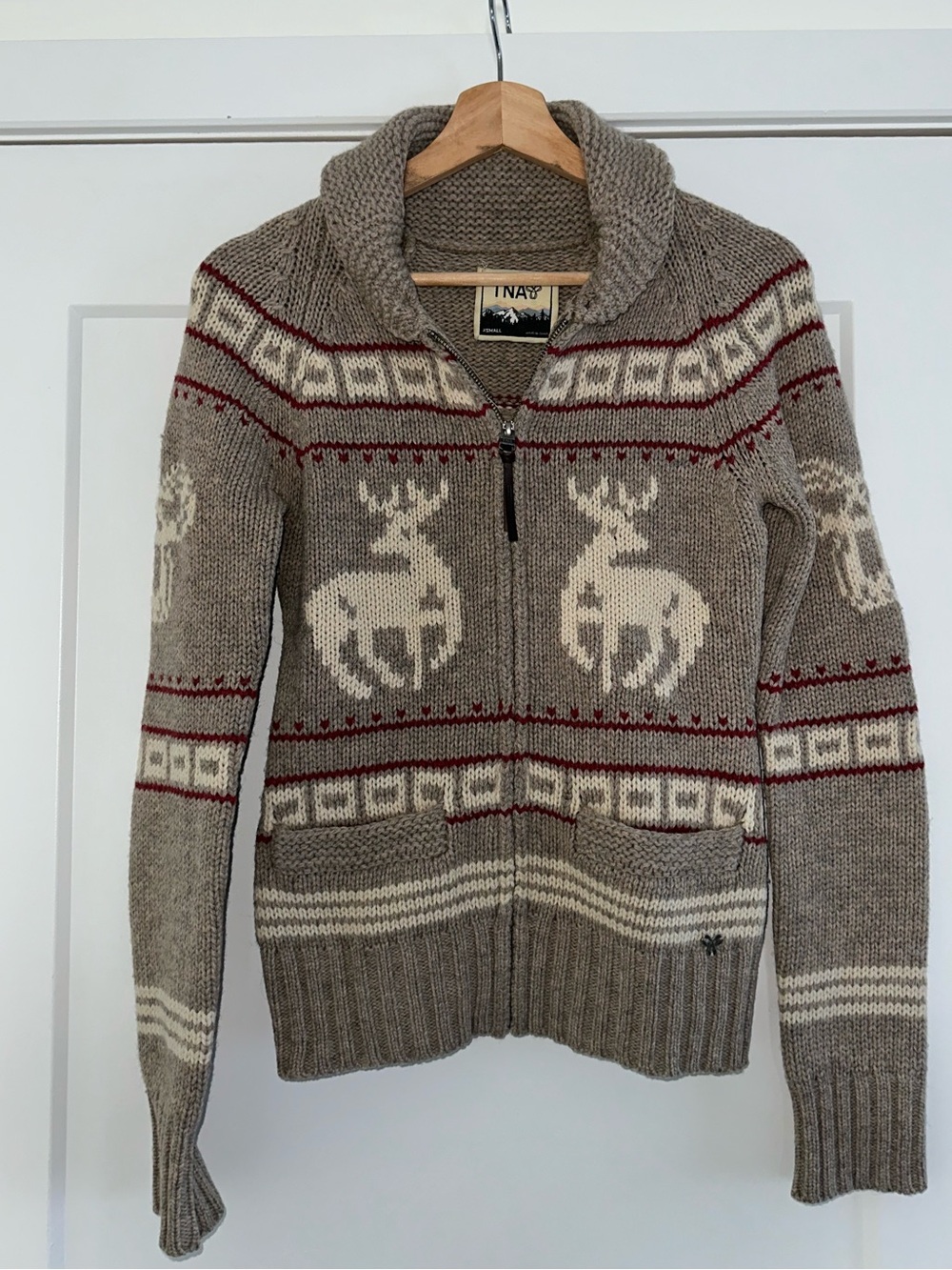 TNA Aritzia Sea to Sky Wool Deer Knit Cardigan XS